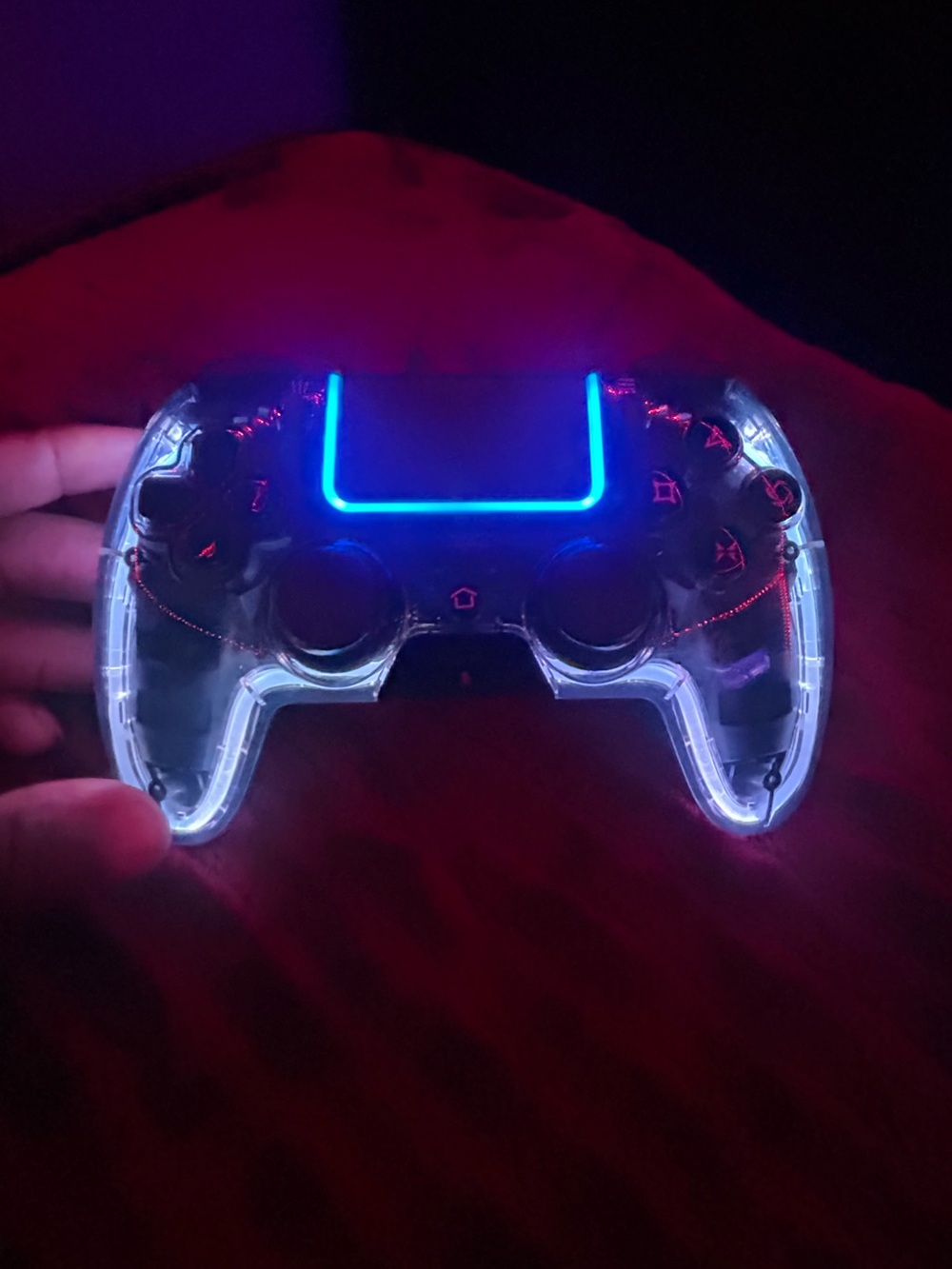 Transparent LED Wireless Game Controller - Blue Light